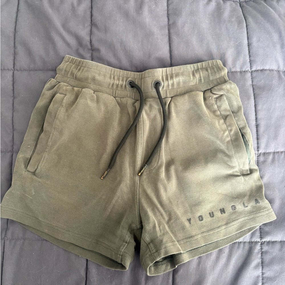 YoungLA Olive Drawstring Athletic Shorts